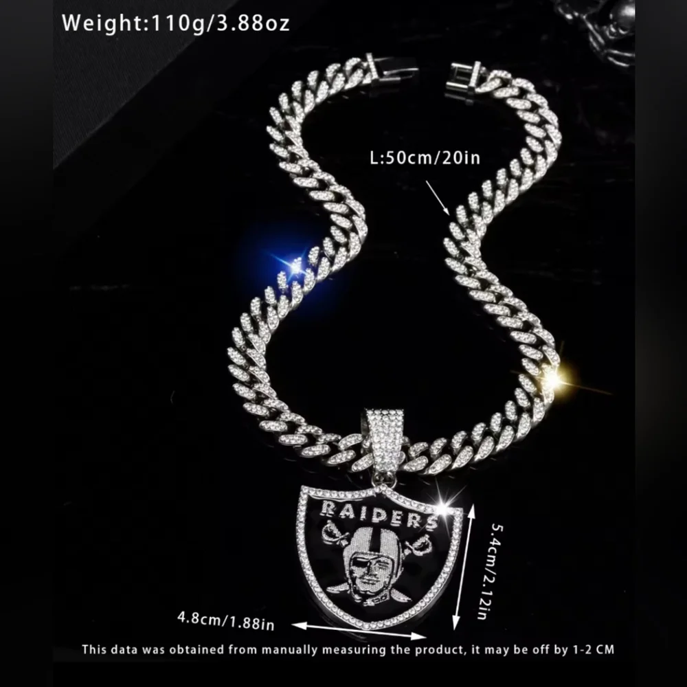 New Raiders football team iced out style 20" in gold or silver - Picture 6 of 6